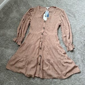 Tan Long Sleeve Dress